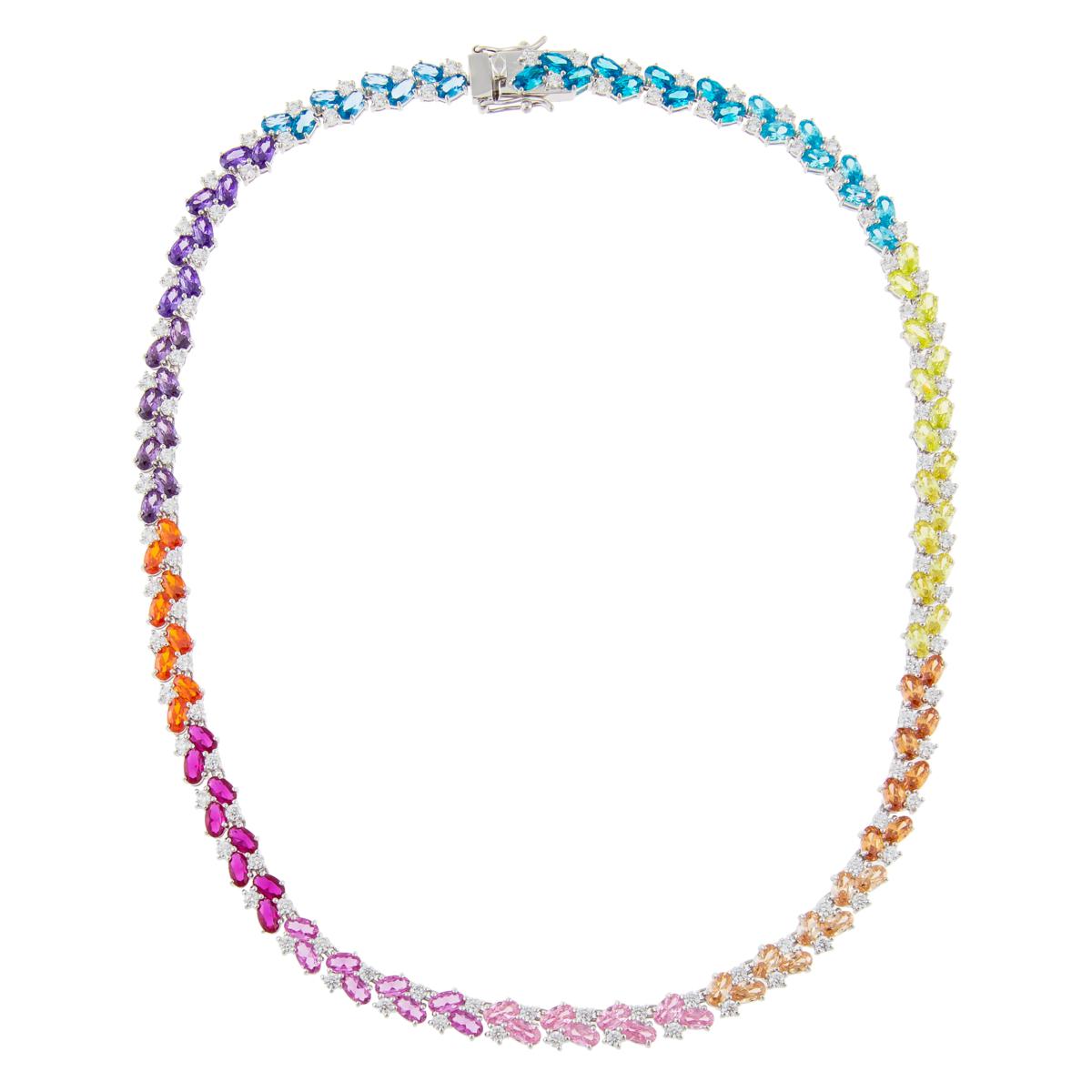 Radiance by Absolute™ Rainbow Round and Oval Stone Tennis Necklace ...