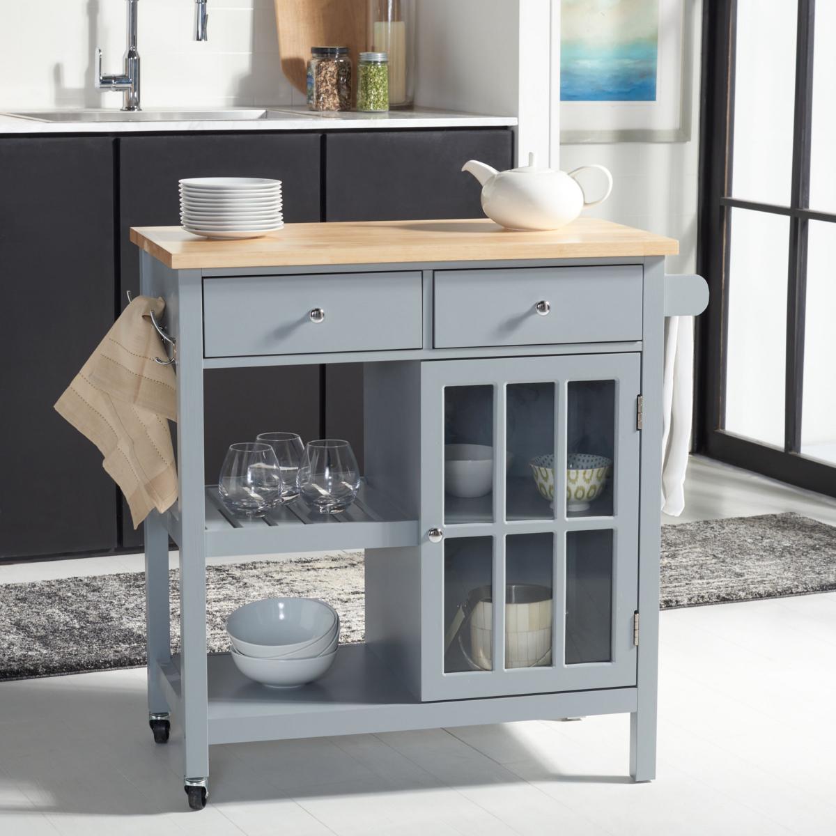 Safavieh Locklyn 1 Door 2 Drawer 2 Shelf Kitchen Cart 20351144 HSN    ~20351144w 019 