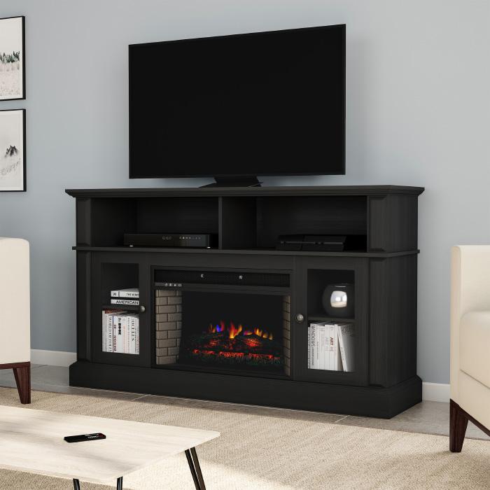 Hastings Home Electric Fireplace TV Stand for TVs up to 59" w/ Shelves