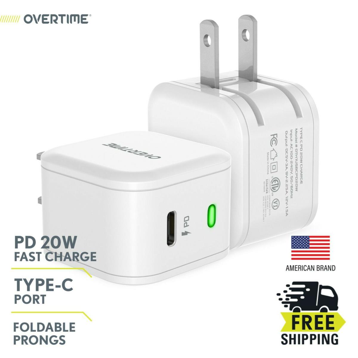 Overtime USB TypeC 20W PD 3.0 Cube Wall Charger 2pack 20467747 HSN