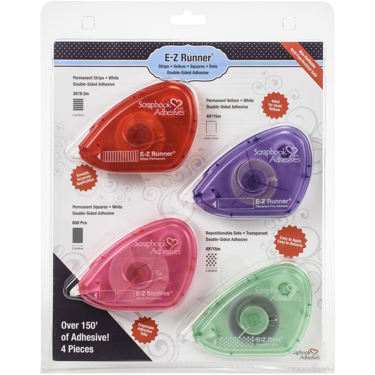 Scrapbook Adhesives EZ Runner 4Pack Strips, Vellum, Squares & Dots 20565184 HSN