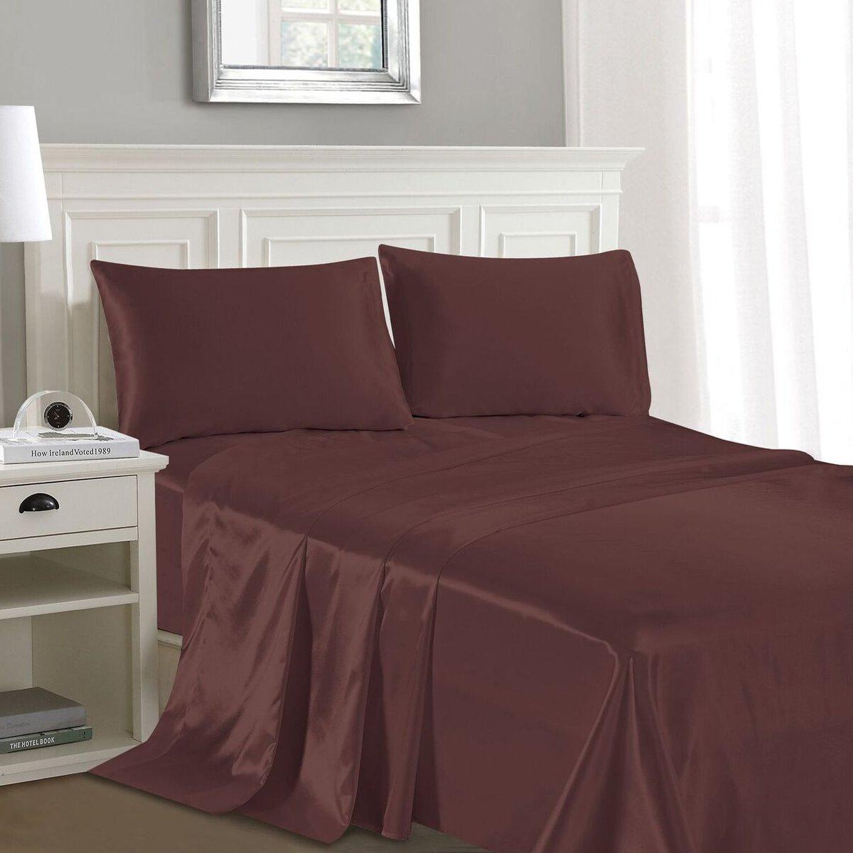 Luxury Home SilkySoft Satin 4Piece Sheet Set Queen 20625149 HSN