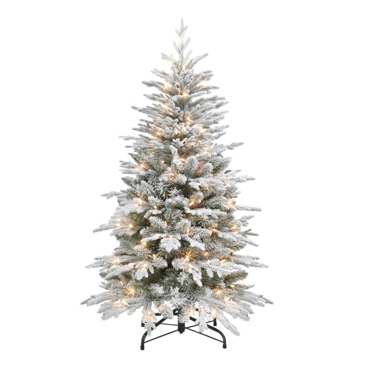 Puleo International 4 5 Pre Lit Flocked Slim Northern Fir Pe Pvc Tree