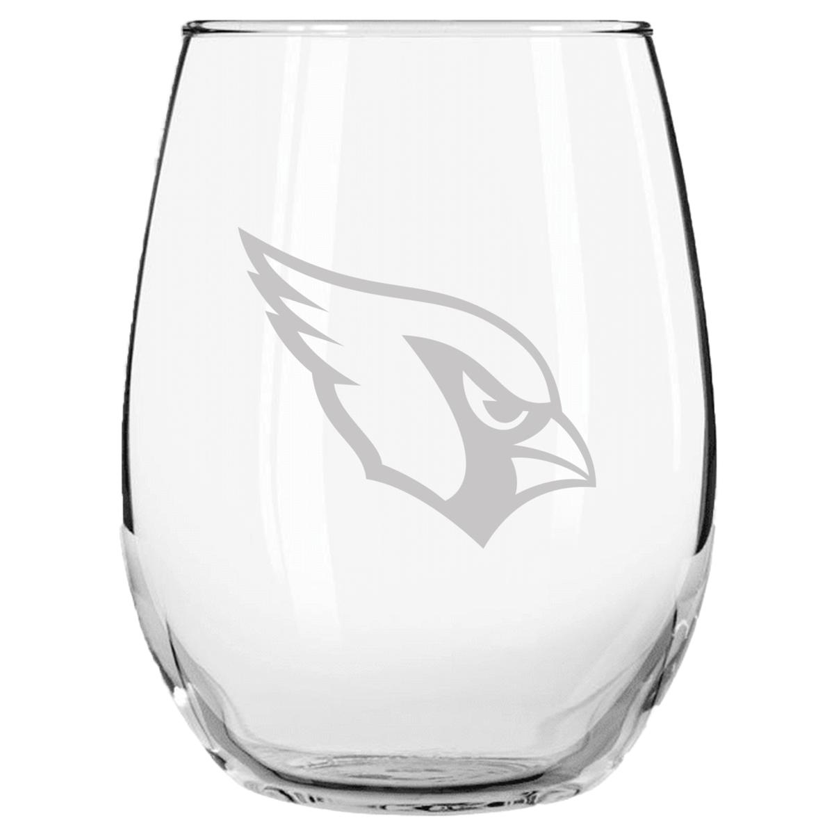 Officially Licensed NFL 15oz. Etched Stemless Glass Tumbler, Cardinals