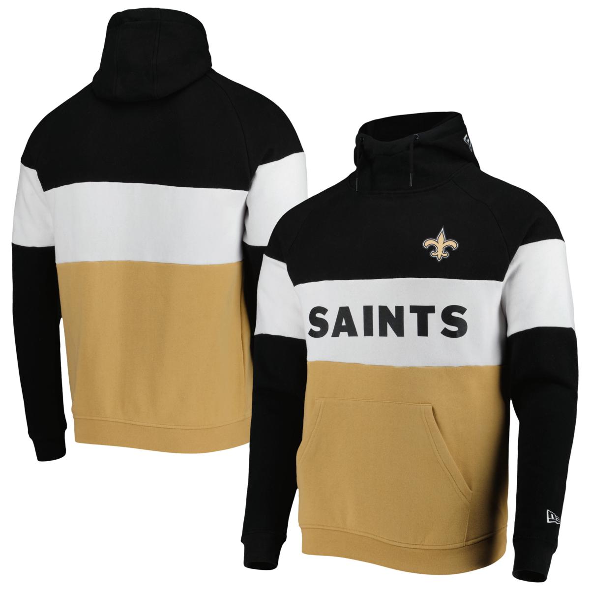 Men's New Era Gold/Black New Orleans Saints Colorblock Current Pullover