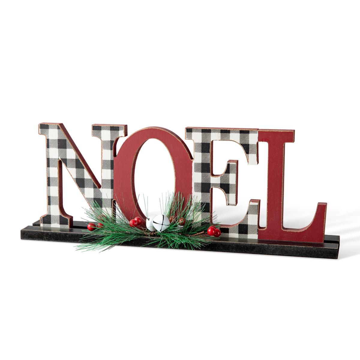 Glitzhome 15" Wooden Plaid NOEL Table Decor 22187766 HSN