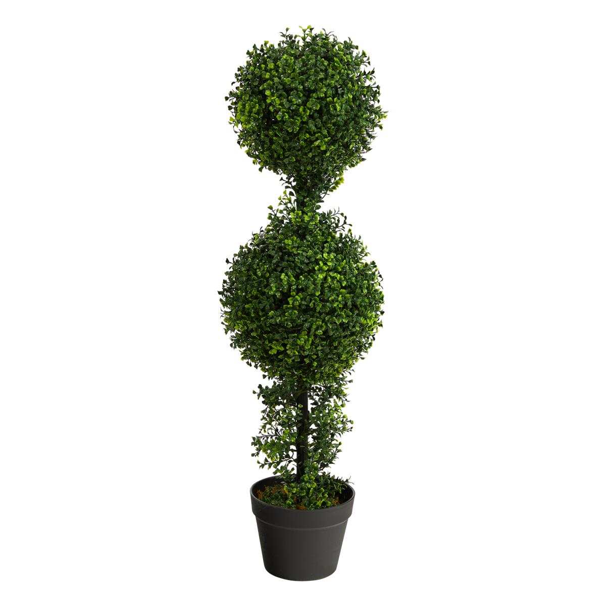 Nearly Natural 34 in. Boxwood Double Ball Topiary (Indoor/Outdoor ...