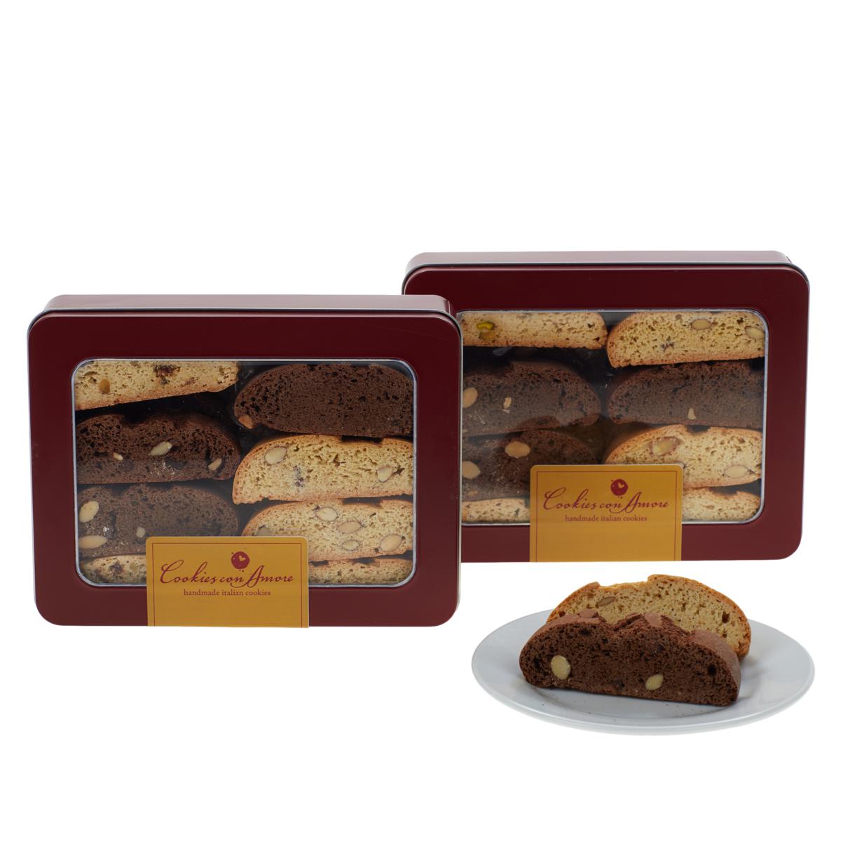 Cookies Con Amore (2) 1 lb. Tins of Cookies, Biscotti or Combo of Both