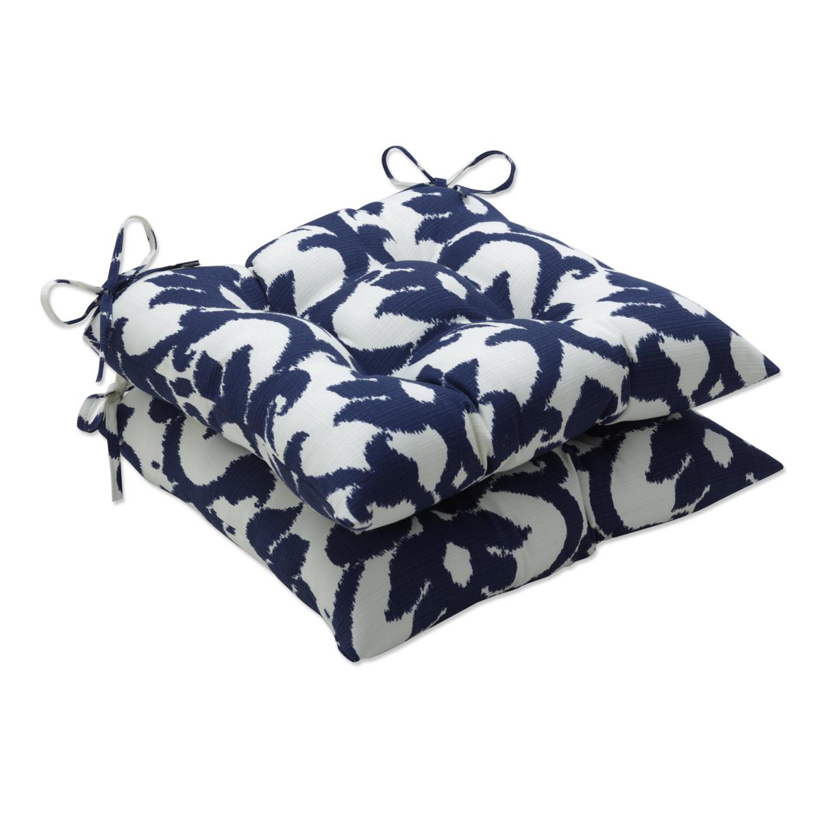Pillow Perfect Set of 2 Outdoor Bosco Wrought Iron Seat Cushions Navy