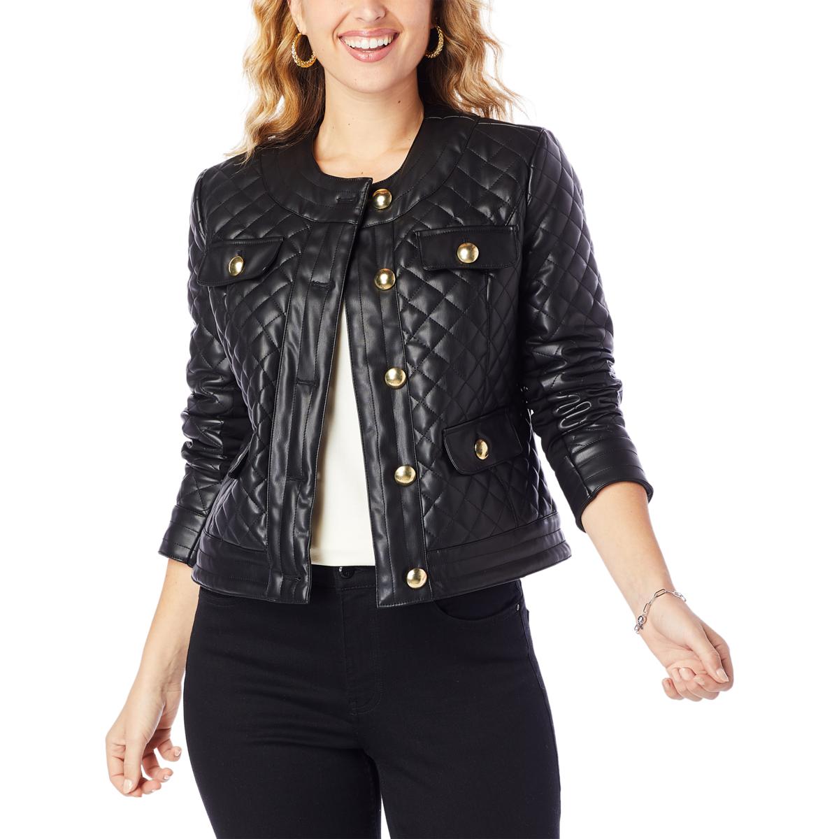 G By Giuliana Black Label Quilted Faux Leather Jacket 20198820 Hsn 9304