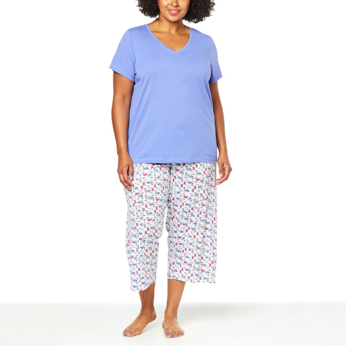 HUE VNeck Tee and Capri Pajamas 20271780 HSN