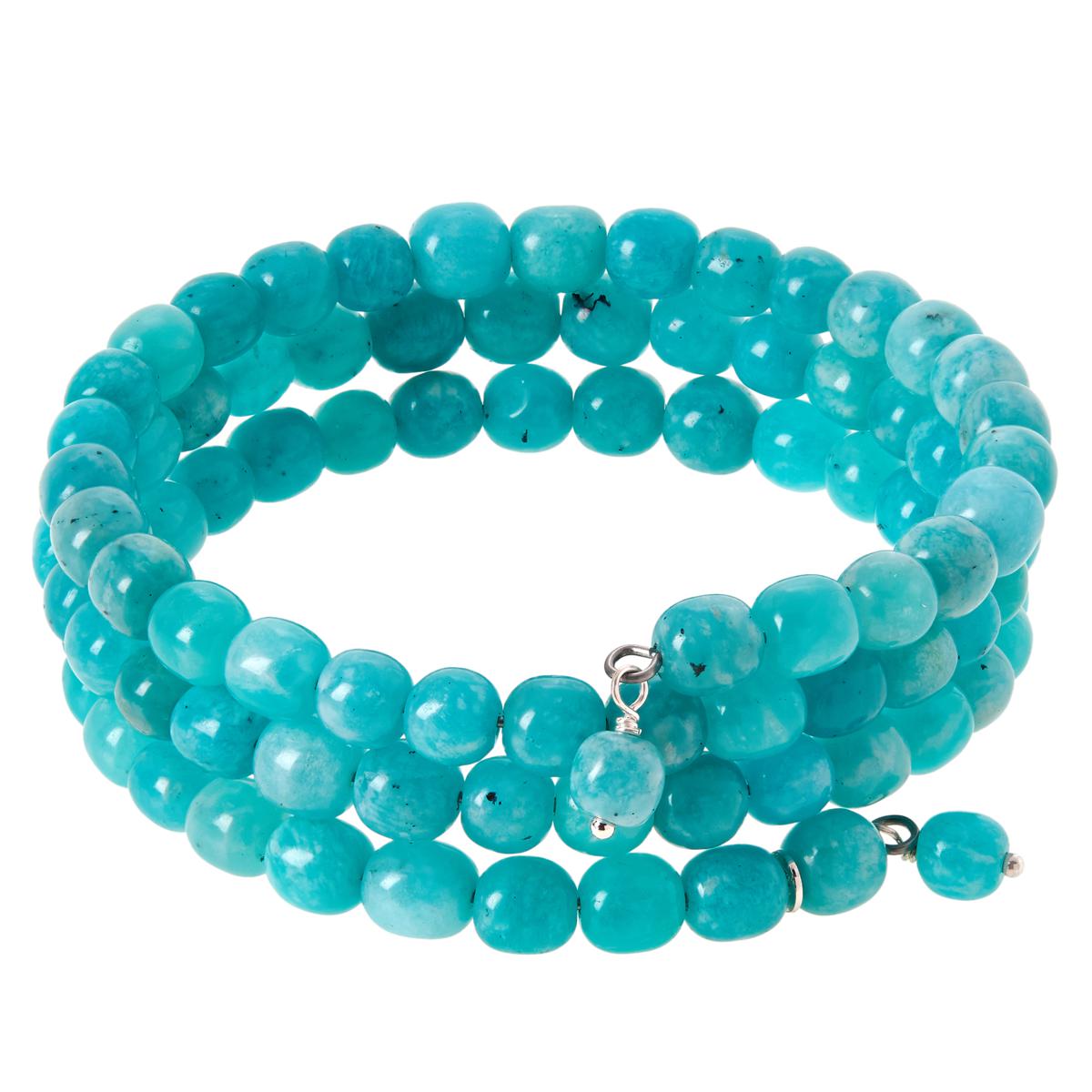 Jay King Sterling Silver Amazonite Bead Coil Bracelet - 20412275 | HSN