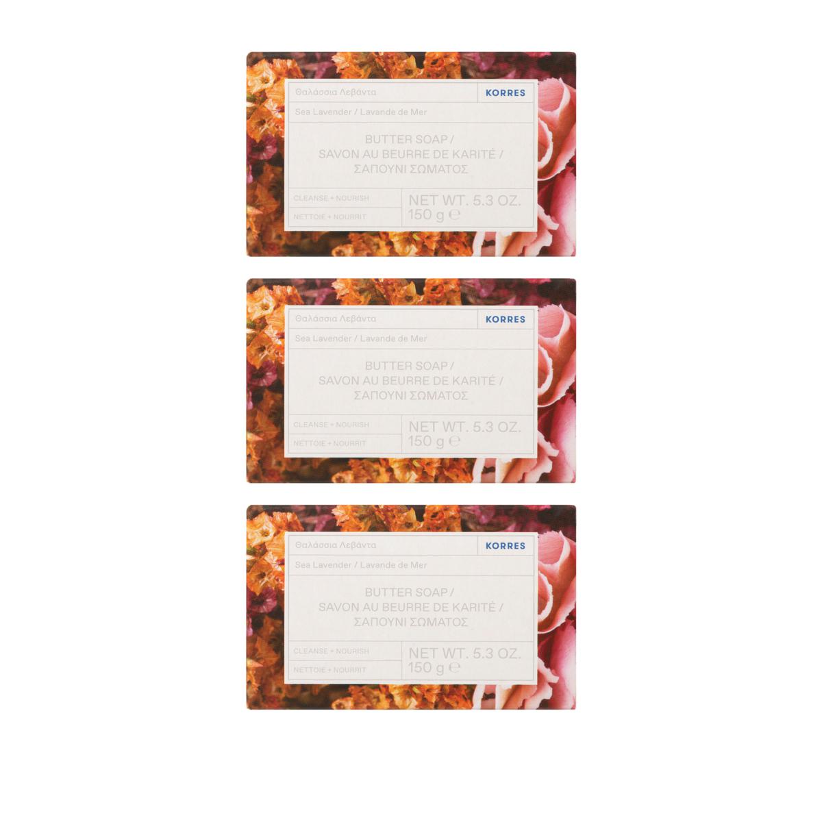 Korres Hydrating Butter Bar Soap 3pk Sea Lavender 20482954 HSN