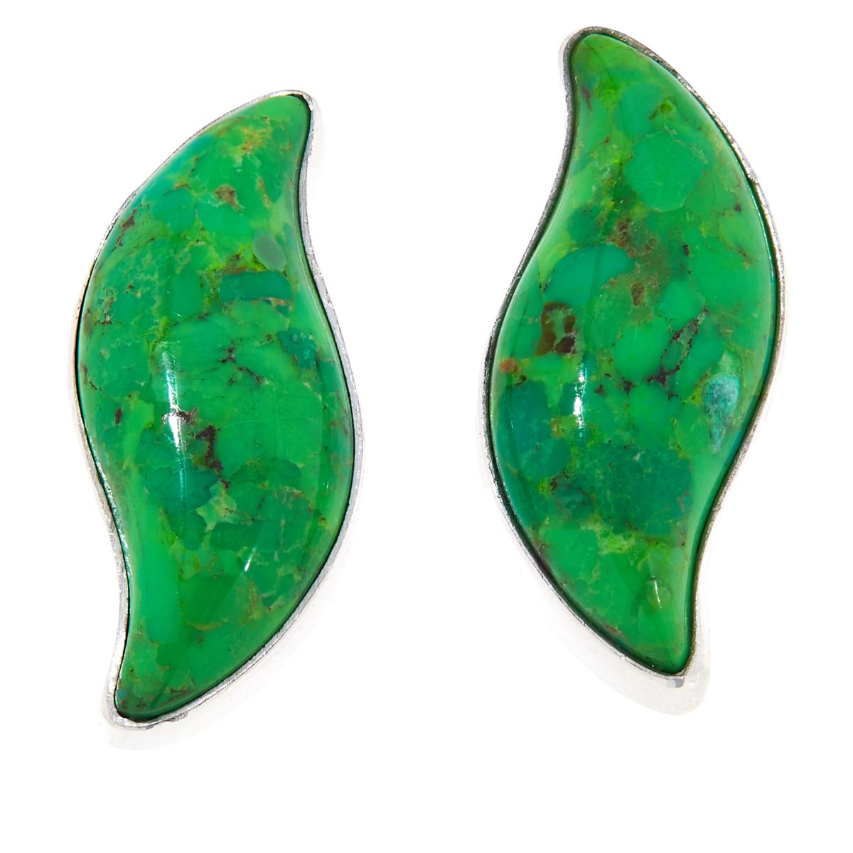 Jay King Sterling Silver Lemon Lime Turquoise Composite Earrings