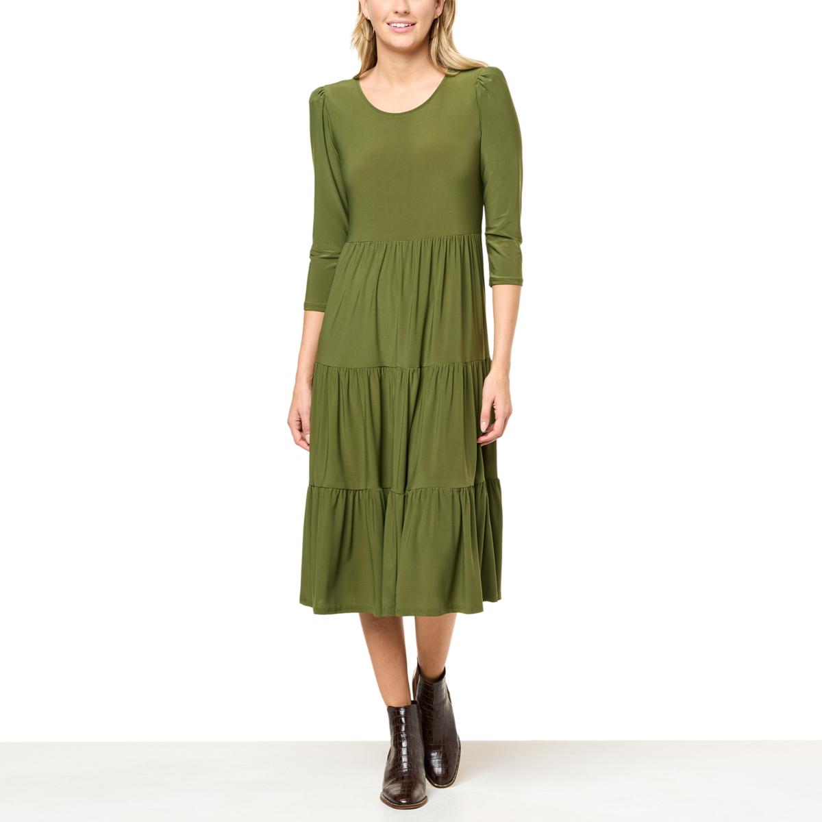 Antthony Puff-Sleeve Tiered Midi Dress - 20621029 | HSN