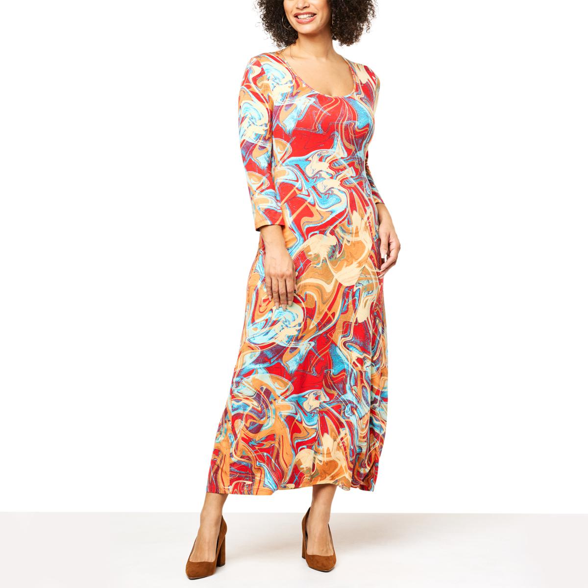Colleen Lopez 3/4Sleeve Knit Maxi Dress 20636531 HSN
