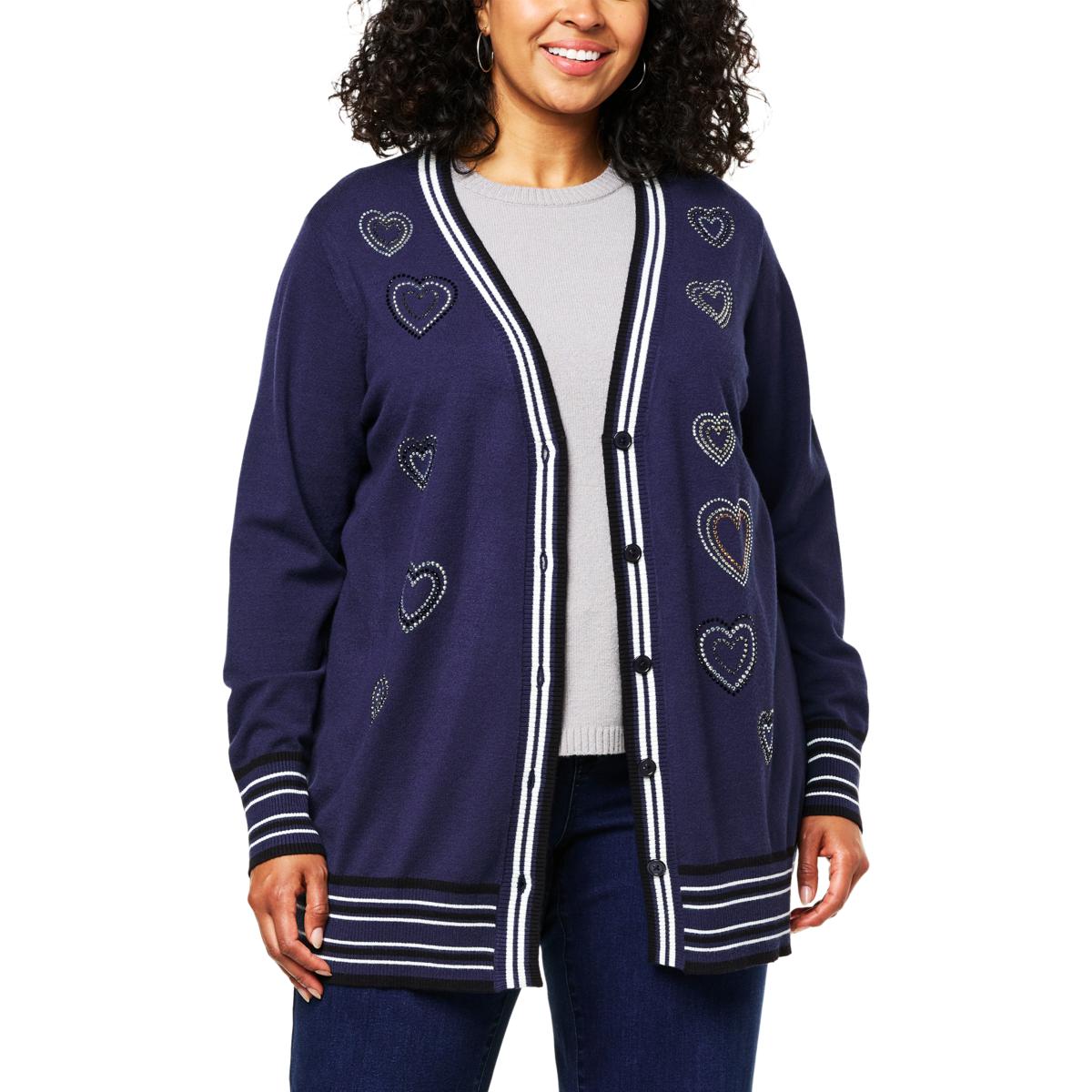 DG2 by Diane Gilman SoftEase Embellished Boyfriend Cardigan 20667773
