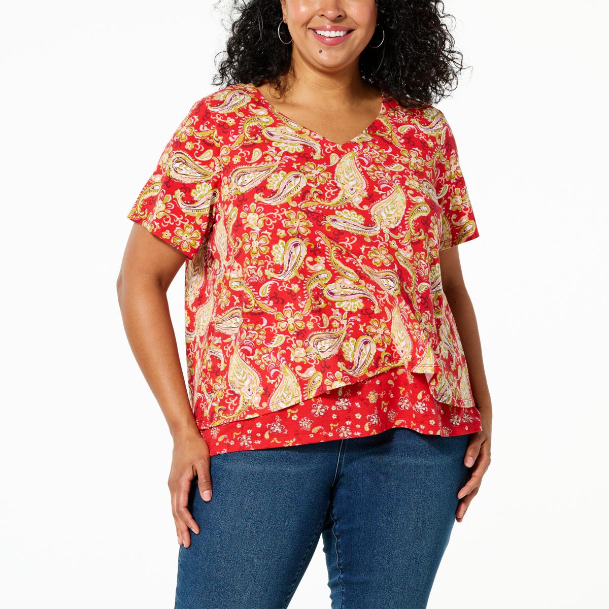 DG2 by Diane Gilman Mixed Print Double Layer Easy Top - 20709156 | HSN