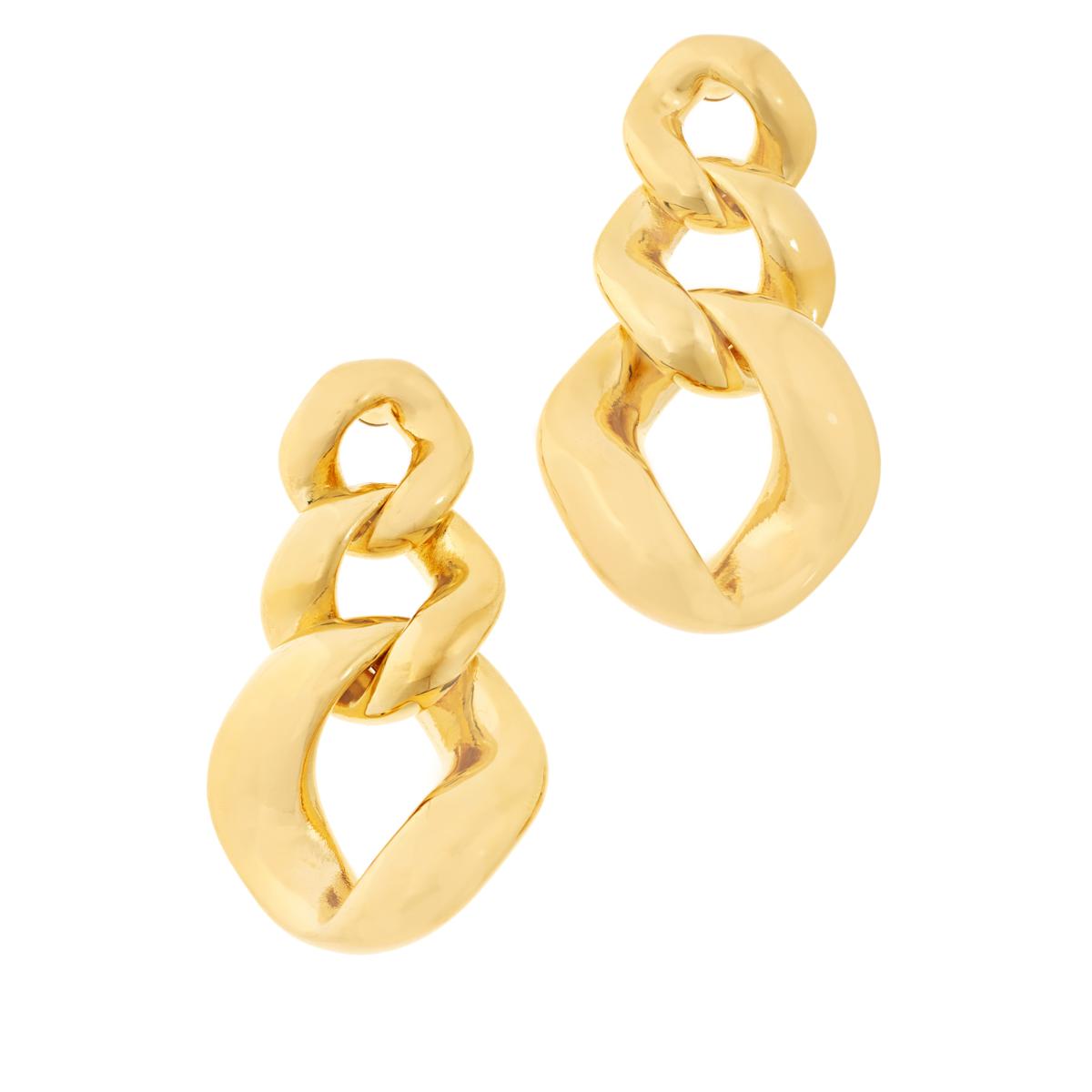 Soave Oro 14K Gold Electroform Graduated CurbLink Earrings 20739190