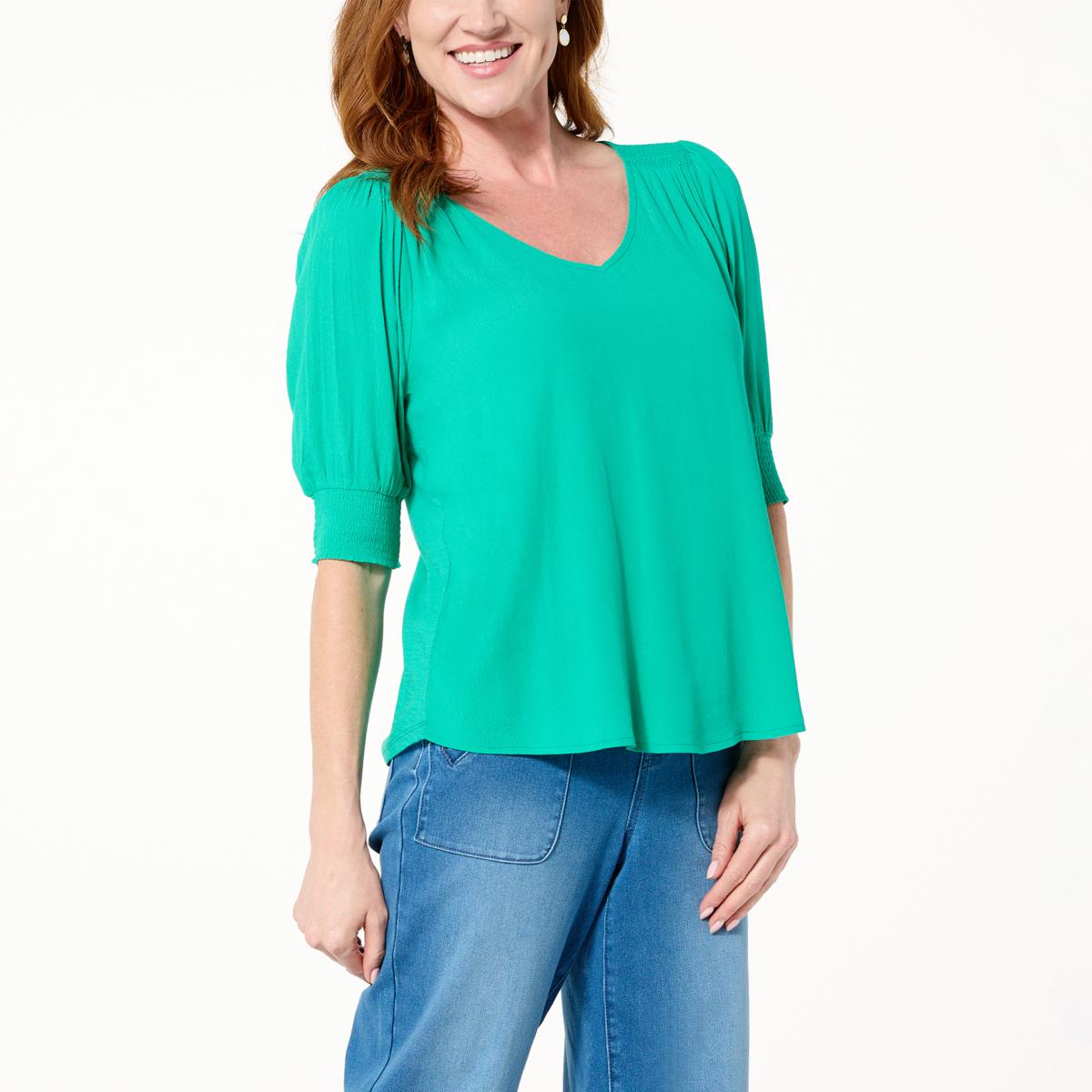 DG2 by Diane Gilman PuffSleeve Combo Top 20741914 HSN