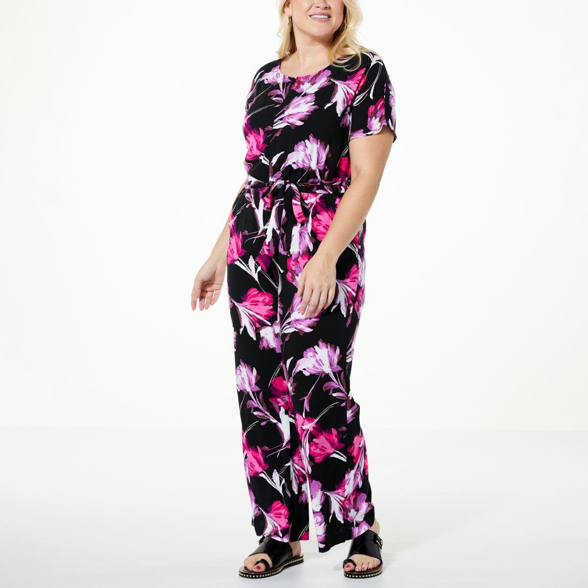 DG2 by Diane Gilman Printed Woven ZipFront Belted Jumpsuit 20804801