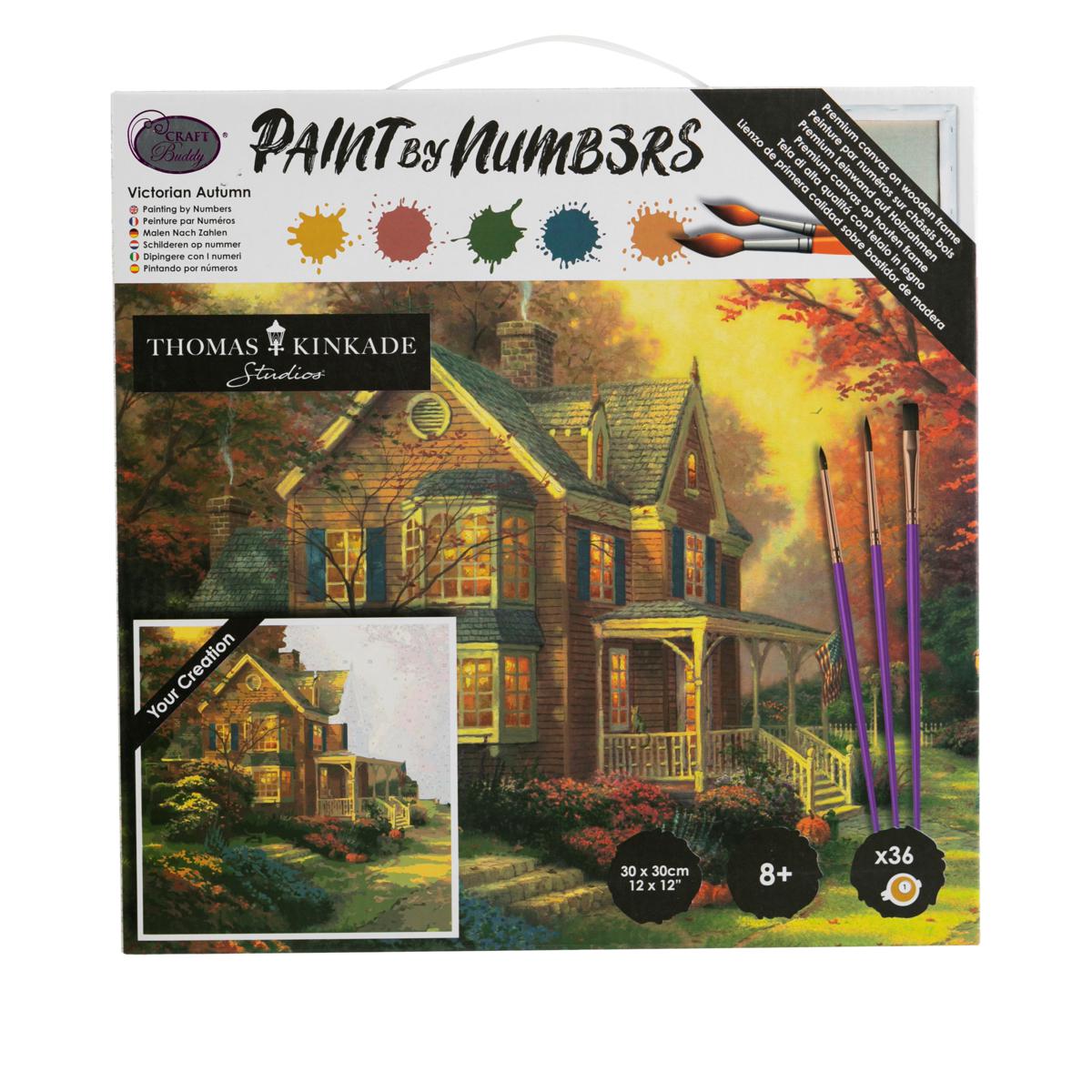 Craft Buddy Paint by Numbers Thomas Kinkade Victorian Autumn Canvas