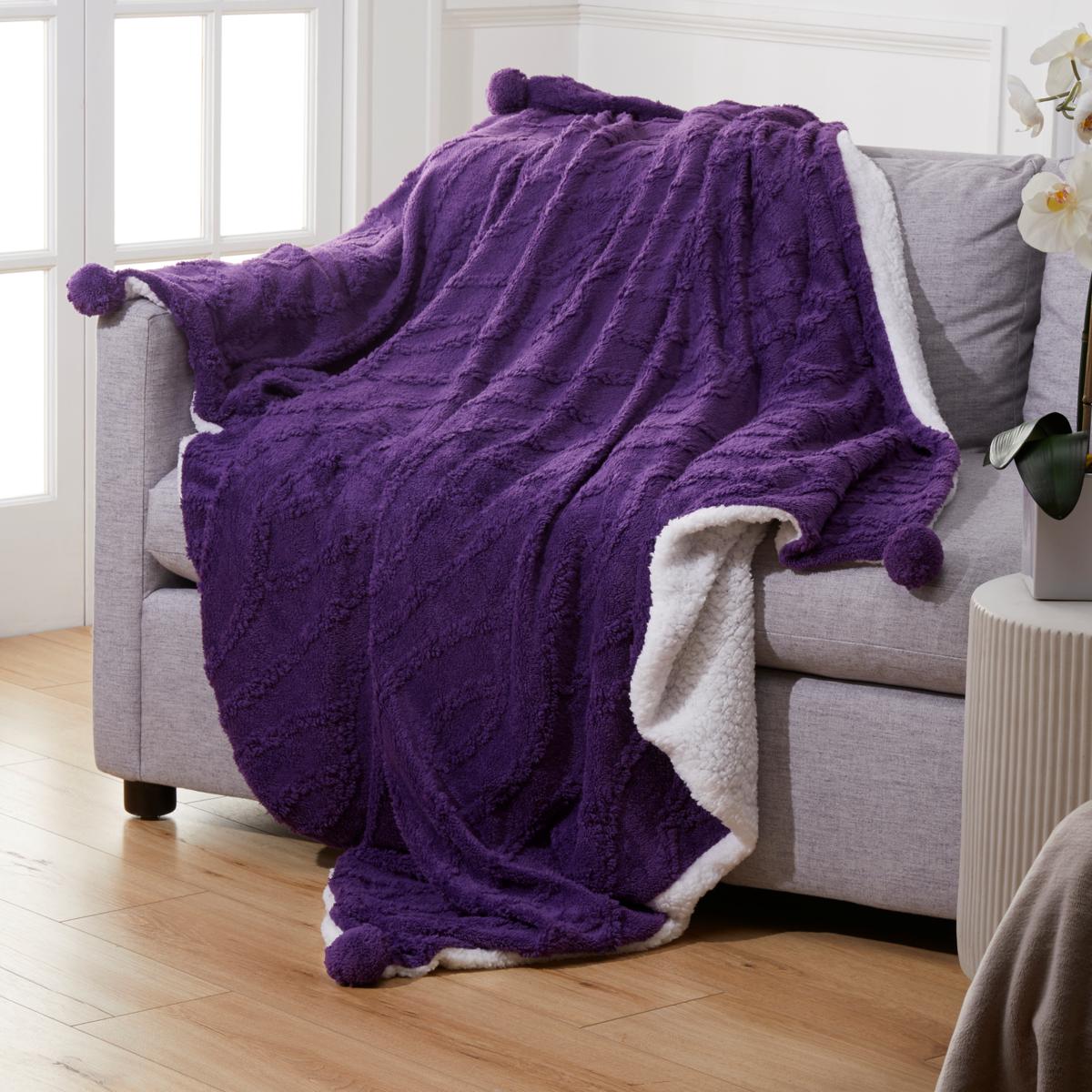 Warm & Cozy 60" x 70" Sherpa Cable Knit Throw 20852256 HSN