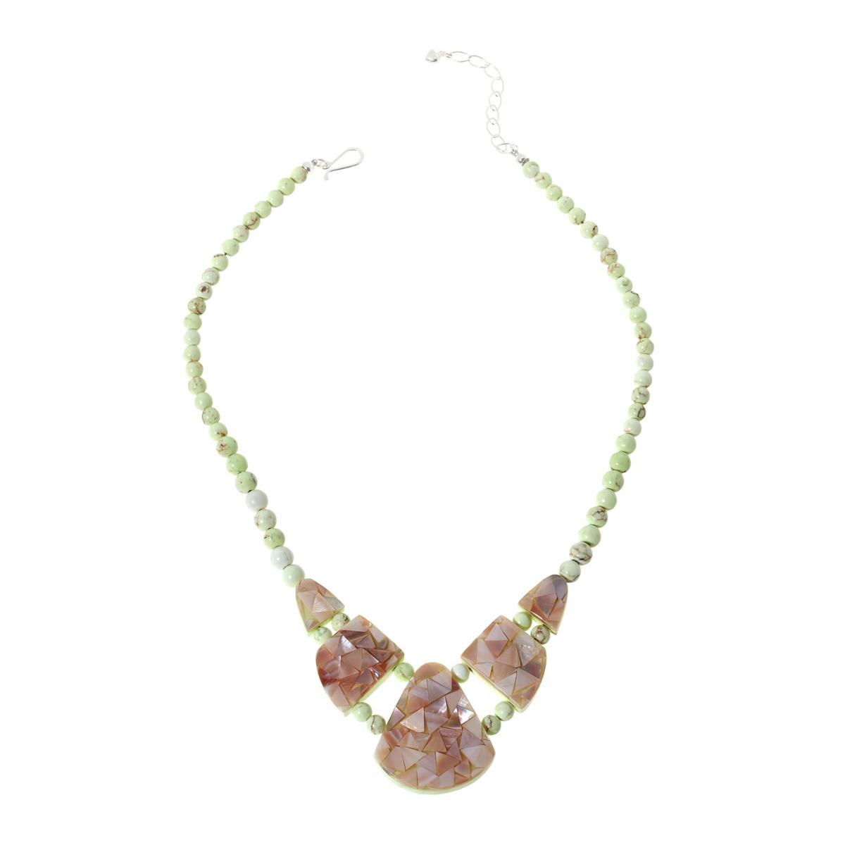 Jay King Yellow Meadow Stone & Bluefer Shell Inlay Reversible Necklace