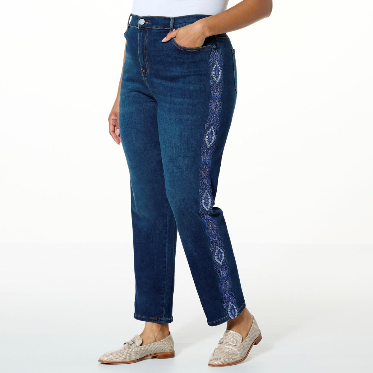 DG2 by Diane Gilman New Classic Stretch Denim Embroidered Skinny Jean