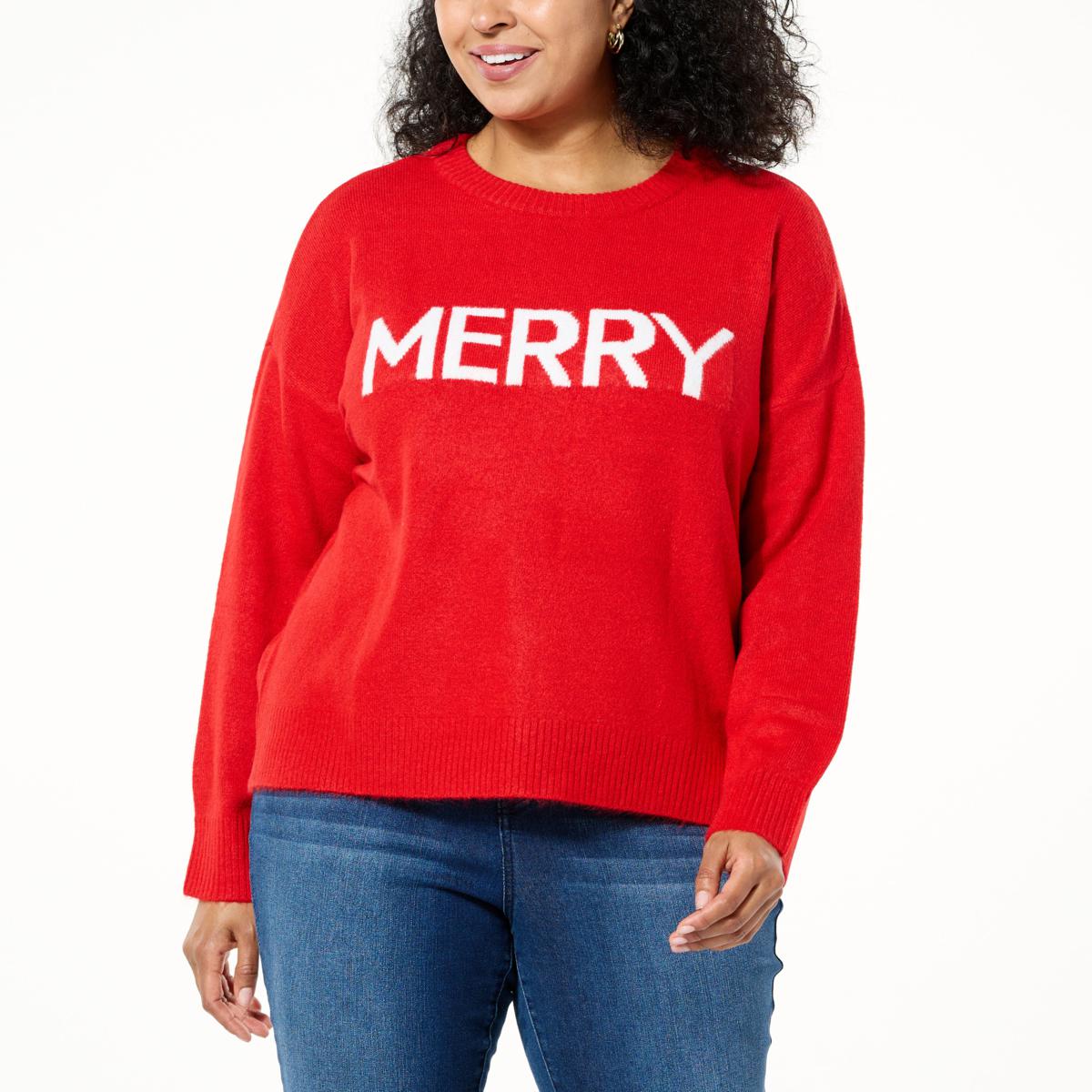 Curations X Sarah Anderson Women's Holiday Sweater 21211357 HSN