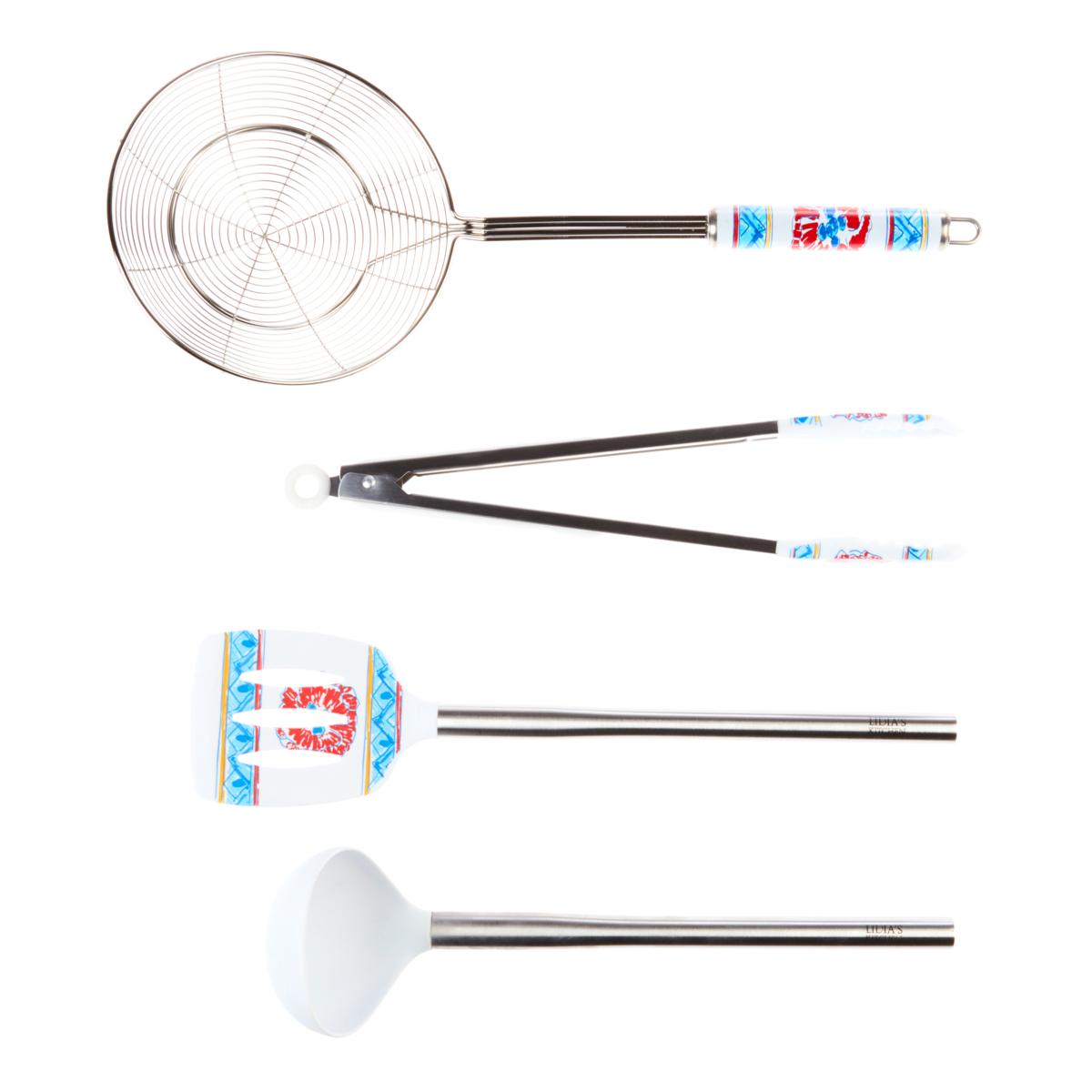 Lidia's Kitchen 4piece Stainless and Silicone Utensil Set 21654124 HSN