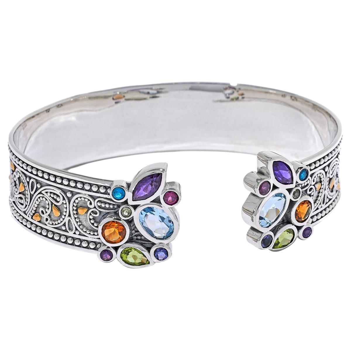 Humanly Krafted Sterling Silver Multigemstone Cuff Bracelet 21751745