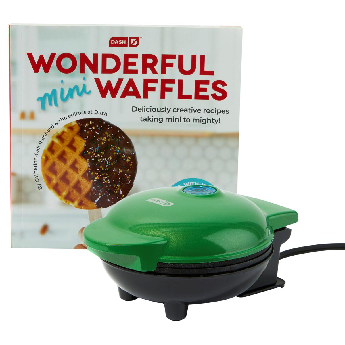 Dash Christmas Tree Nonstick Mini Waffle Maker with Cookbook Gift Set 21768895 HSN