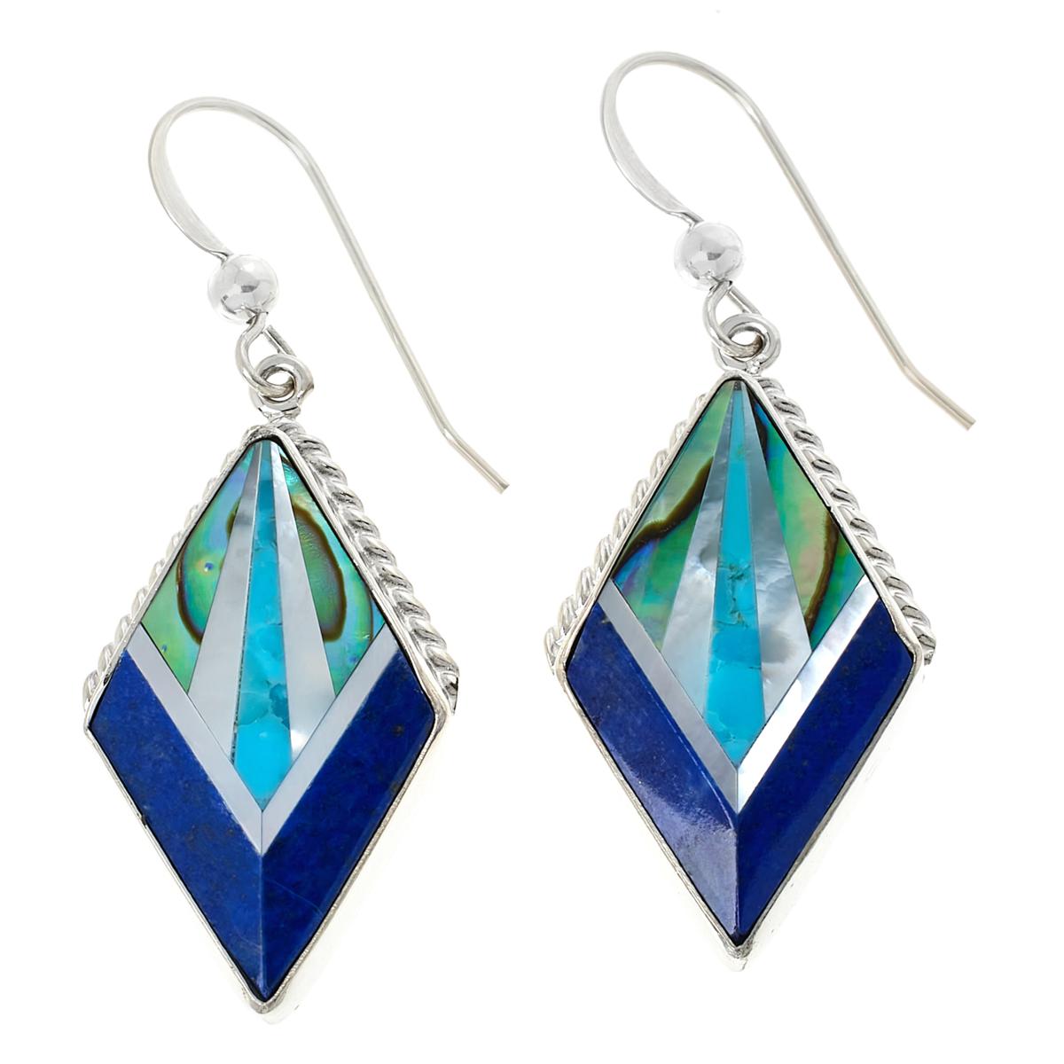 Jay King Sterling Silver Multigemstone Inlay Drop Earrings - 21885193 | HSN