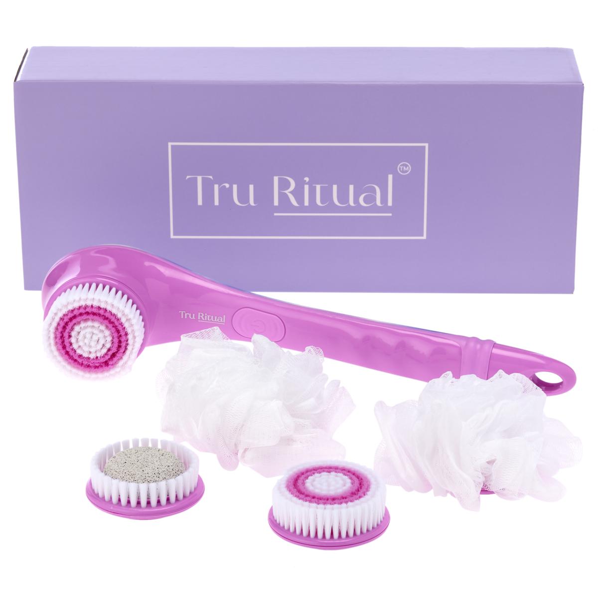 Tru Ritual Cleansing & Exfoliating Body Brush w/Brush Heads & Gift Box ...