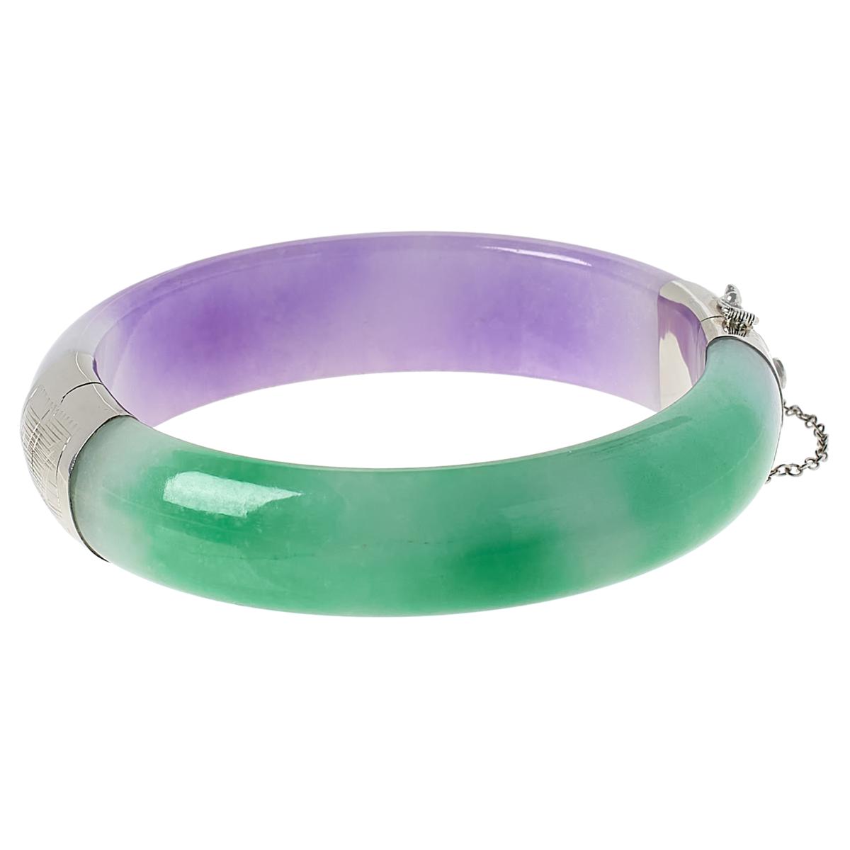 Kwan Collections Sterling Silver Multicolor Ombré Jade Bracelet 