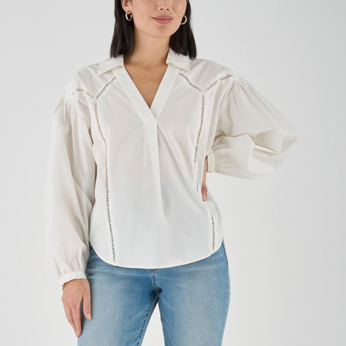 La Joie Ladder Lace Inset Shirt | HSN