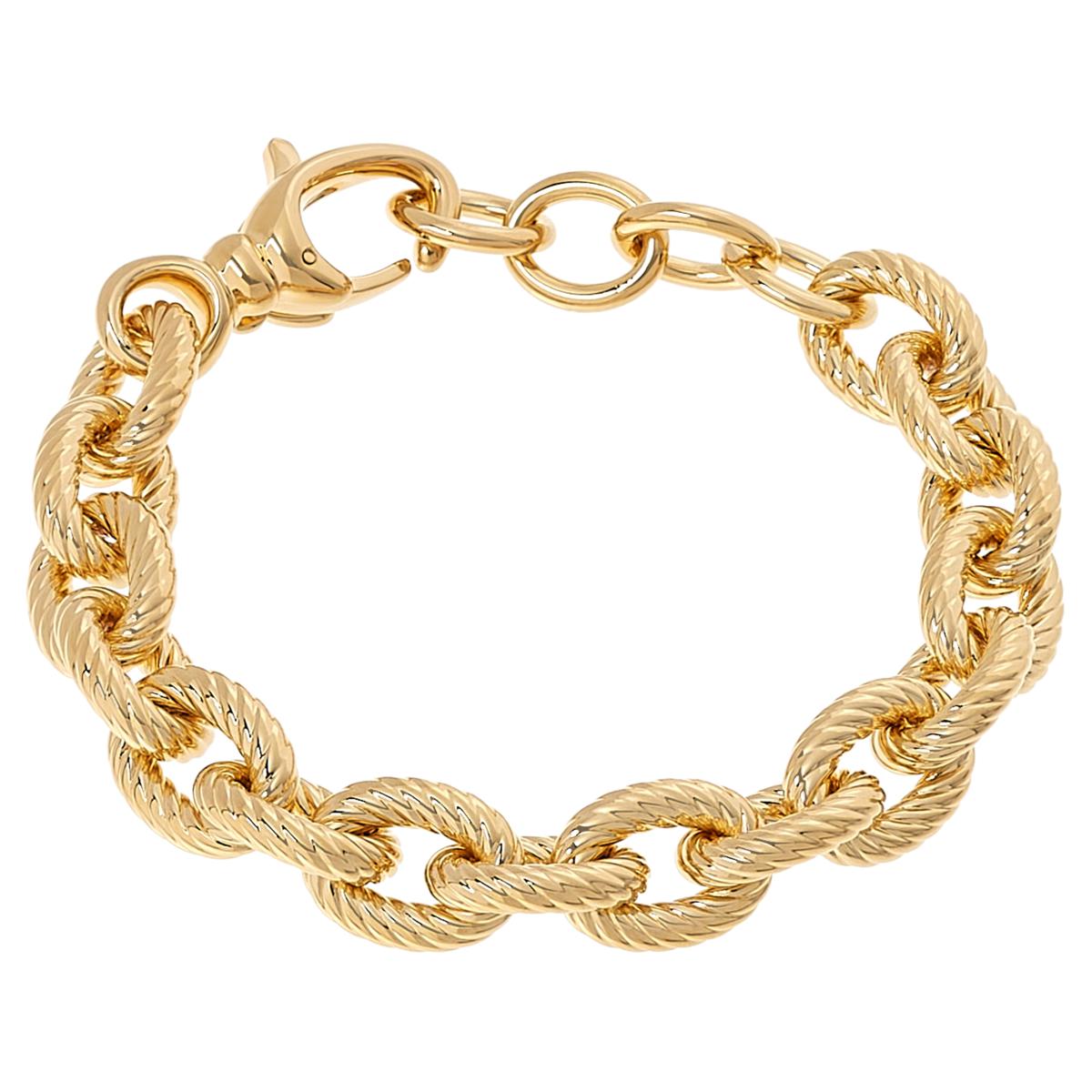 Soave Oro 14K Electroform Rolo Link Twisted Chain Bracelet 22182224 HSN