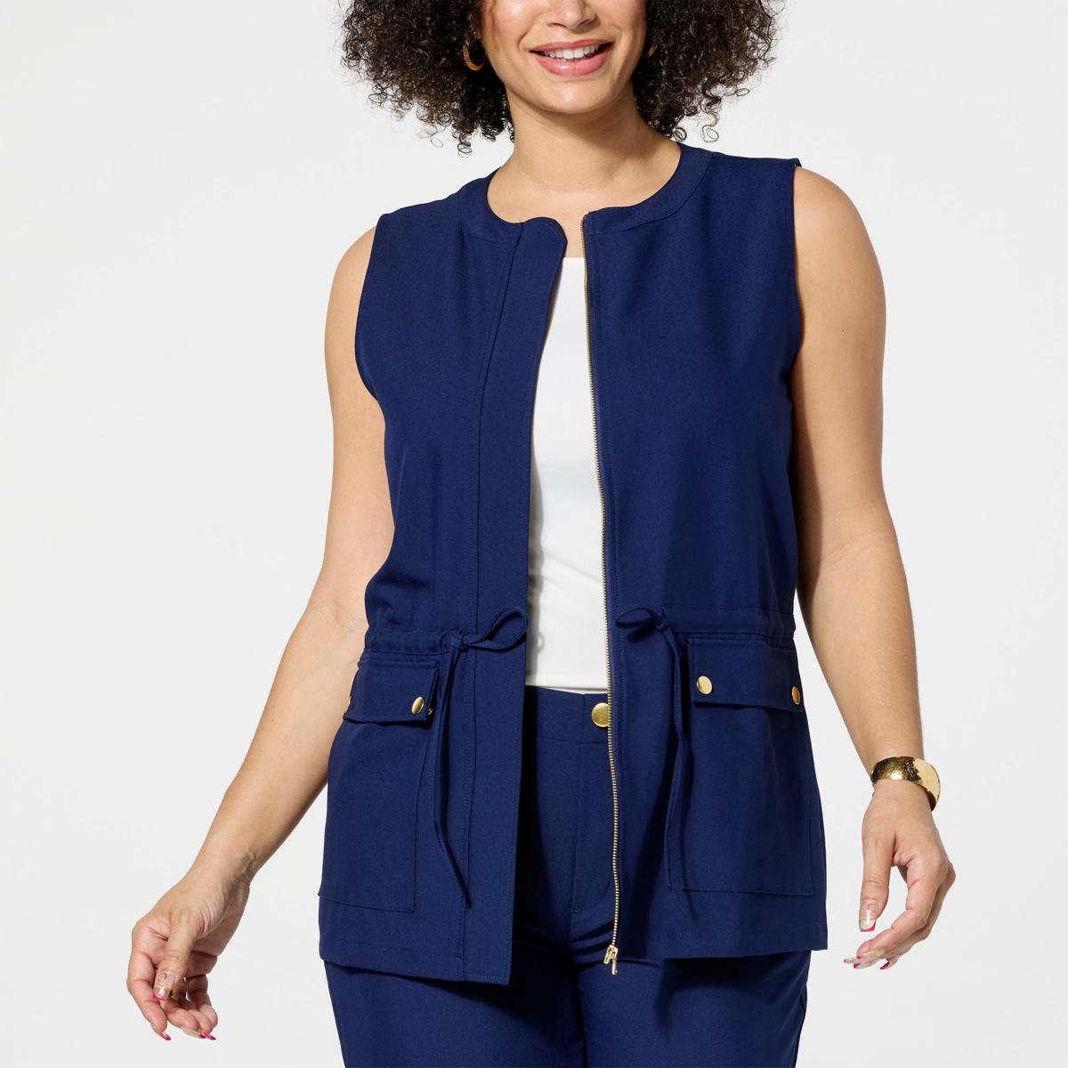 IMAN Global Chic Woven Cargo Vest with Drawstring Waist - 22250422 | HSN