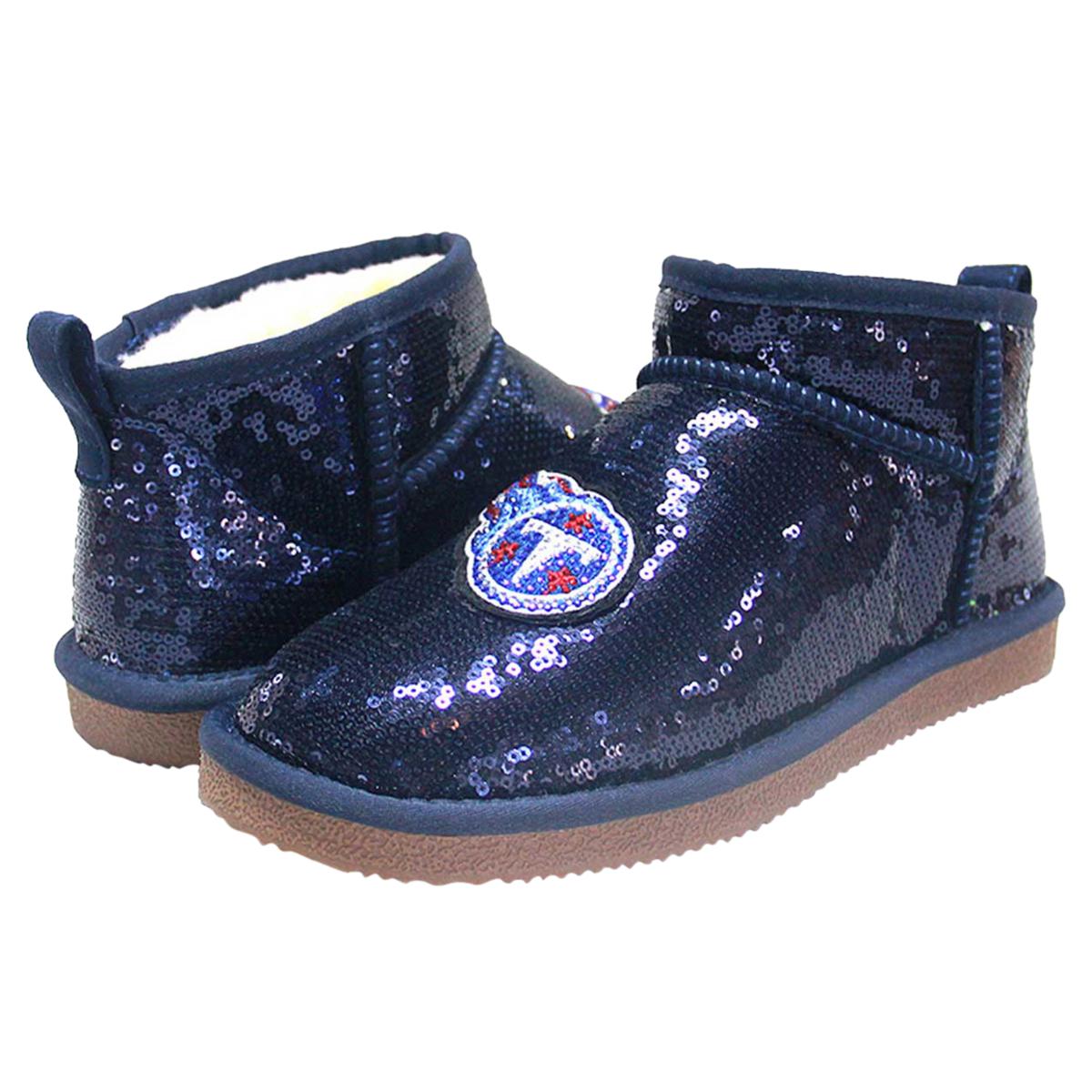 Officially Licensed NFL Sequin Faux Fur Lined Ankle Boot by Cucé Shoes