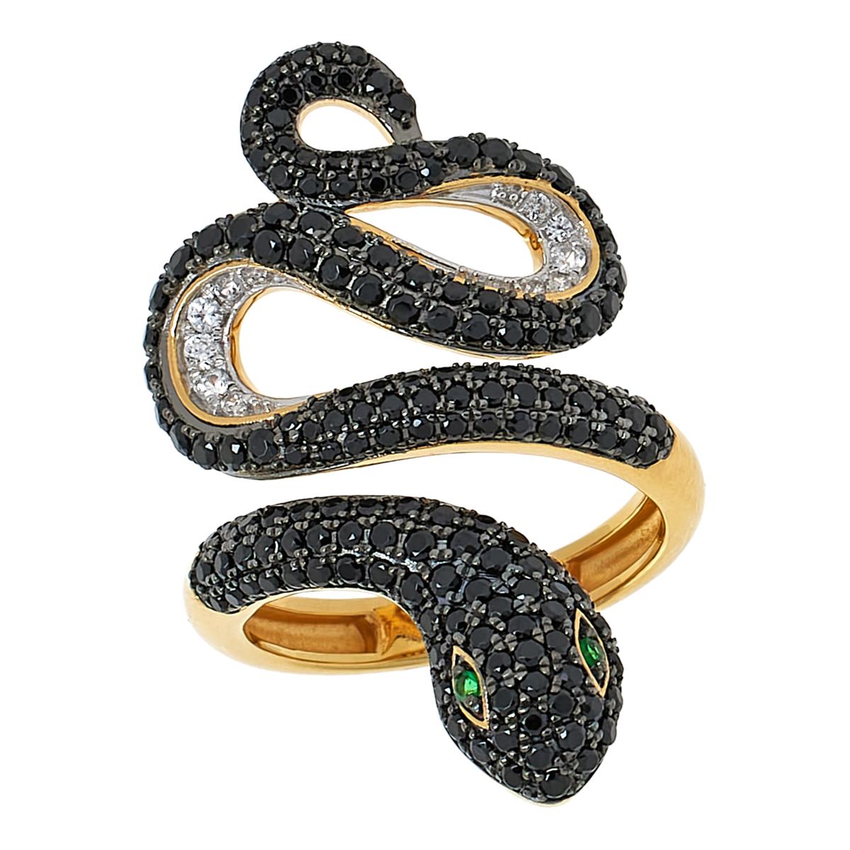 Rarities Black Spinel and Multigem Pavé Snake Ring - 22343444 | HSN