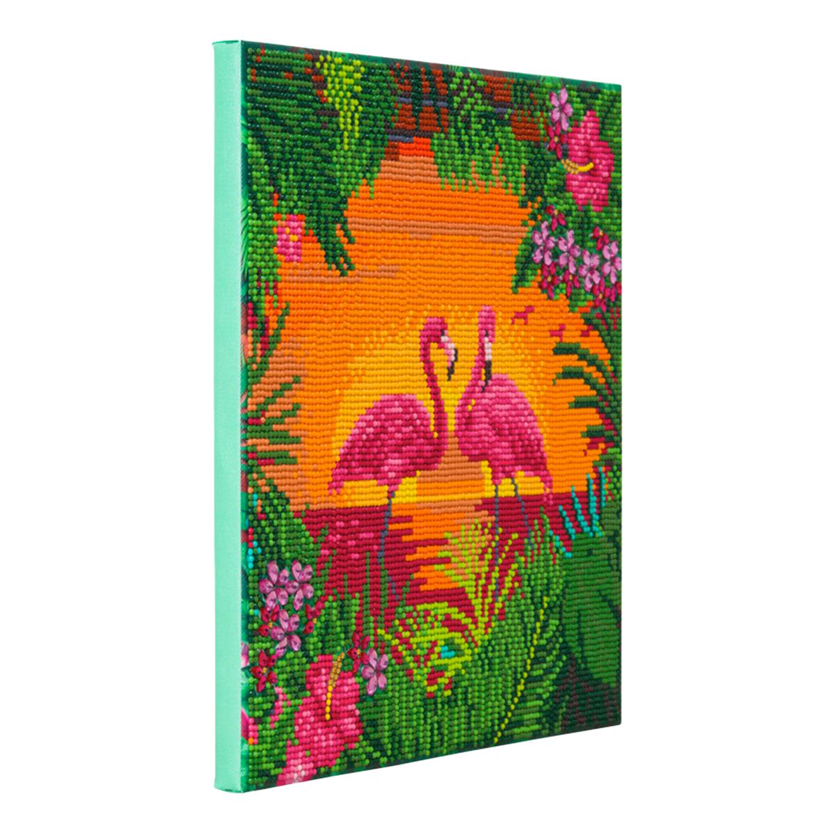 Craft Buddy Fancy Flamingos Crystal Art Canvas Kit in Wooden Frame