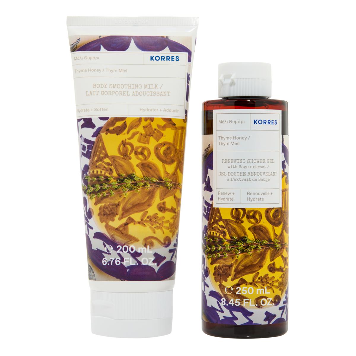 Korres Honey Thyme Shower Gel & Body Milk Set 22457017 HSN