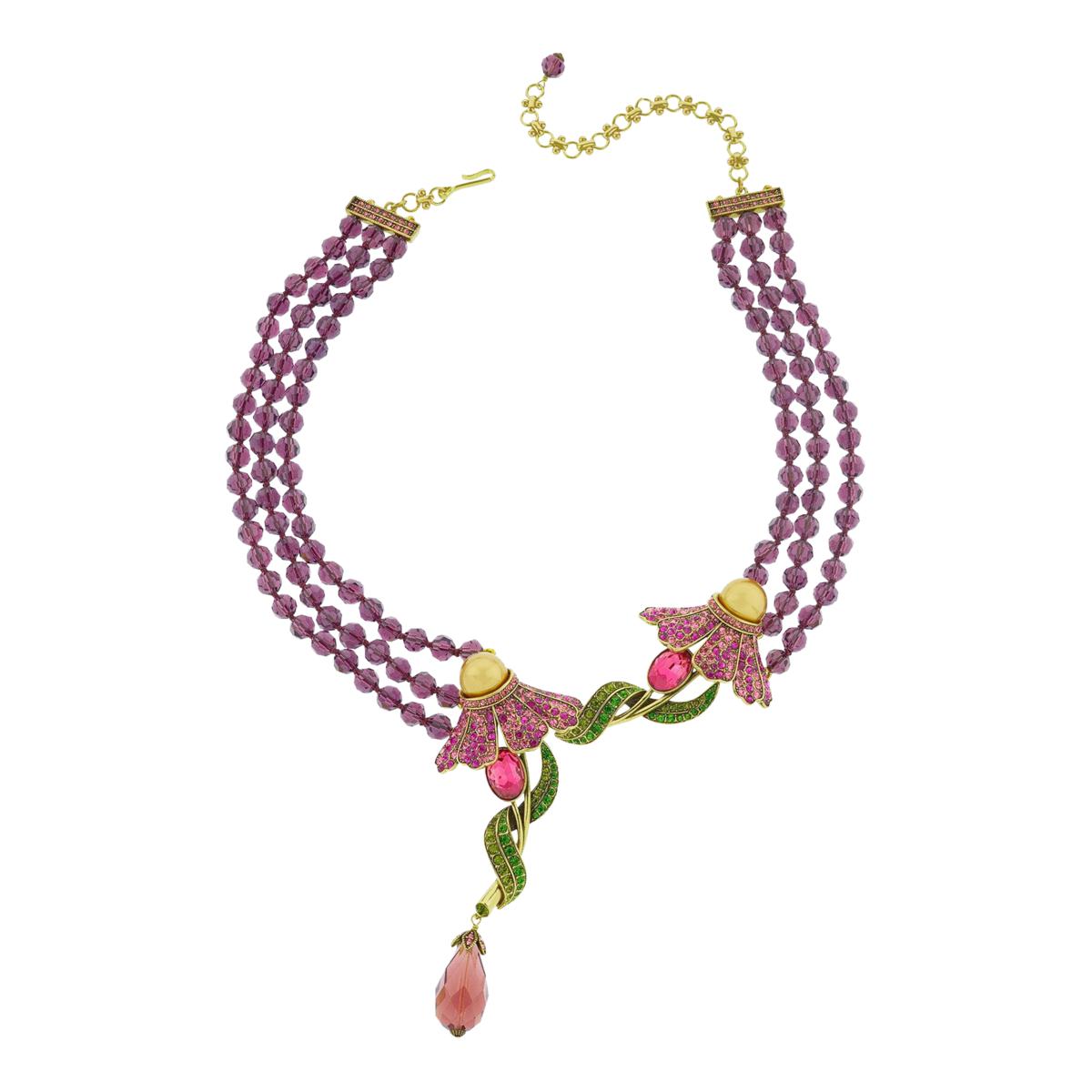 Heidi Daus Echinacea Flower Crystal and Glass Bead Necklace 22658675