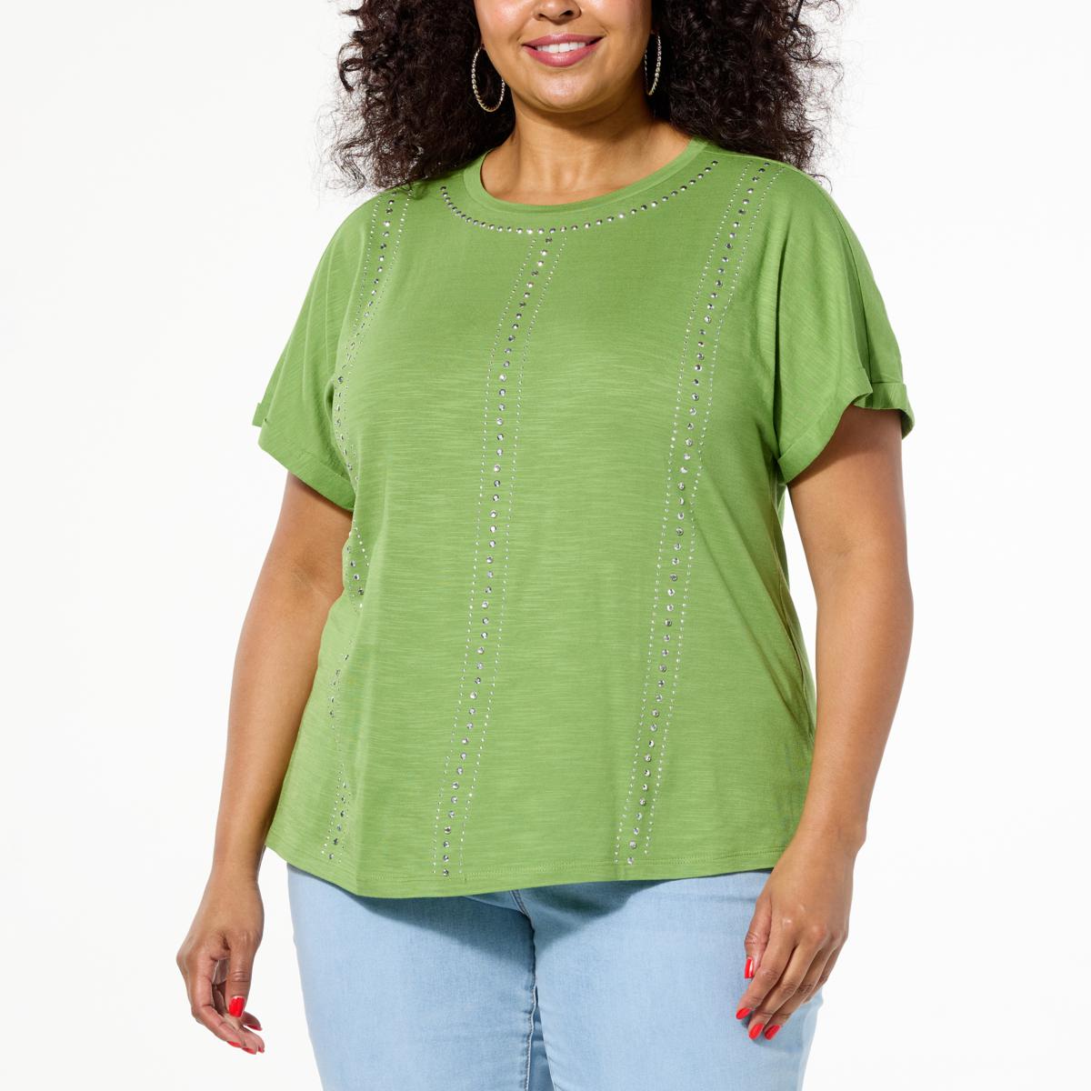 DG2 by Diane Gilman Embellished Cuffed Muscle Tee - 22915952 | HSN