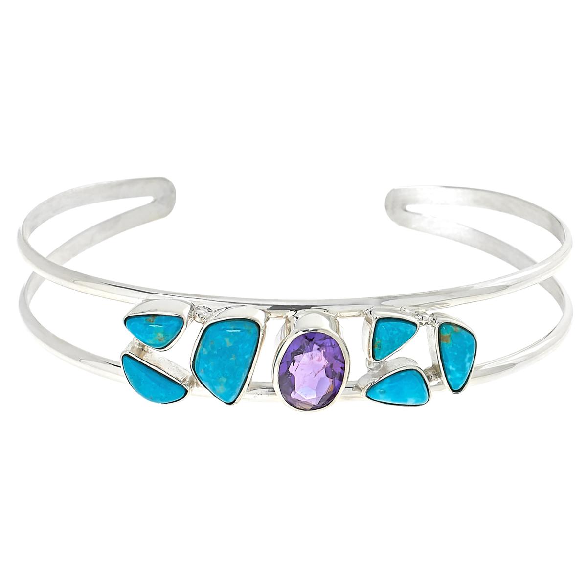 Jay King Gallery Collection Sonoran Turquoise & Amethyst Cuff Bracelet ...