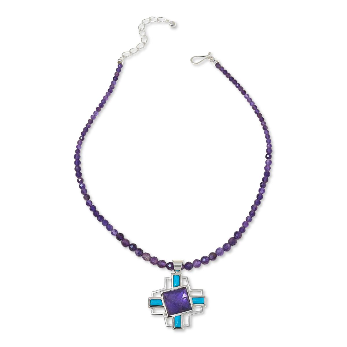 Jay King Gallery Collection Amethyst & Turquoise Pendant with Necklace ...