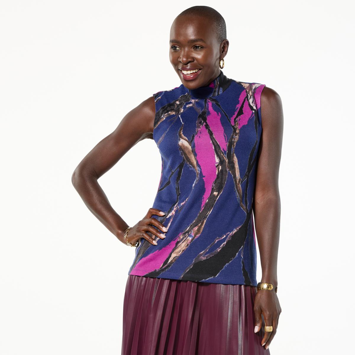 IMAN Global Chic Sweater Knit Mock Neck Tank 23252329 HSN