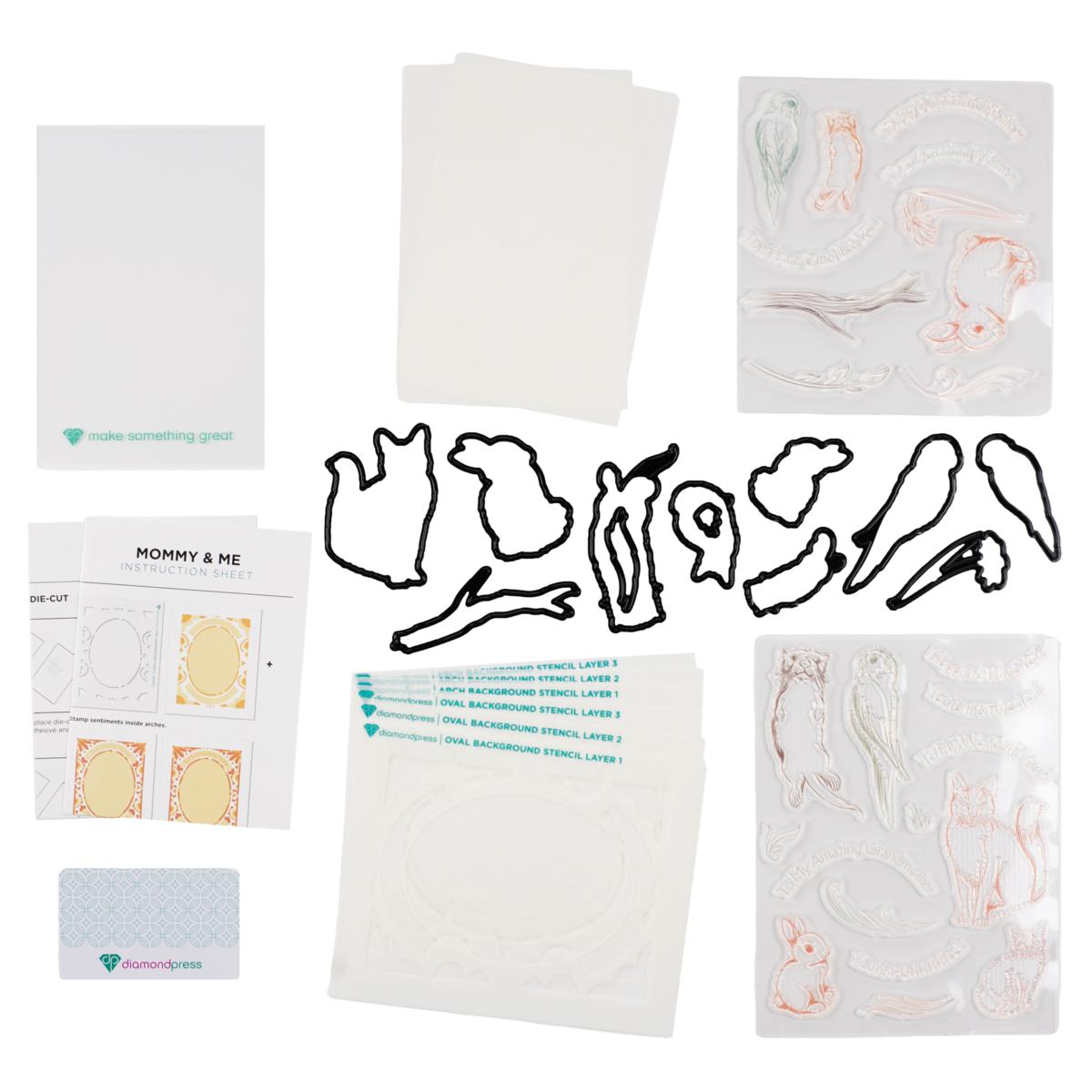 Diamond Press Mommy and Me Stamp, Die and Stencil Kit | HSN