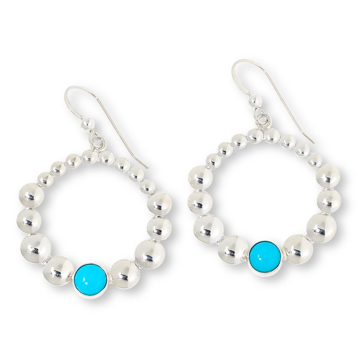 Jay King Hubei Turquoise Sterling Silver Round Stud Earrings – 925 Silver